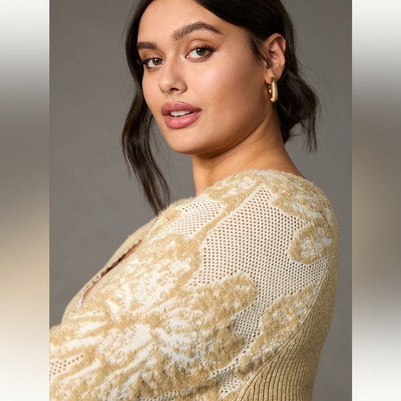 ✨ Anthropologie Lace-Sleeve Sweater Sz XL - Picture 8 of 9